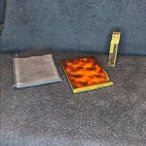 Cigarette Case and Lighter Set by Colibri. Tortoise Shell design. Vintage 1970’s